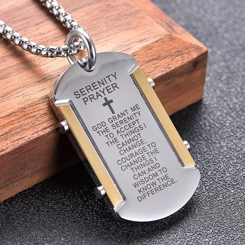 🔥2026 Hot Sale 60% OFF🔥Serenity Prayer Dog Tag Necklace – A Daily Reminder of Peace & Strength