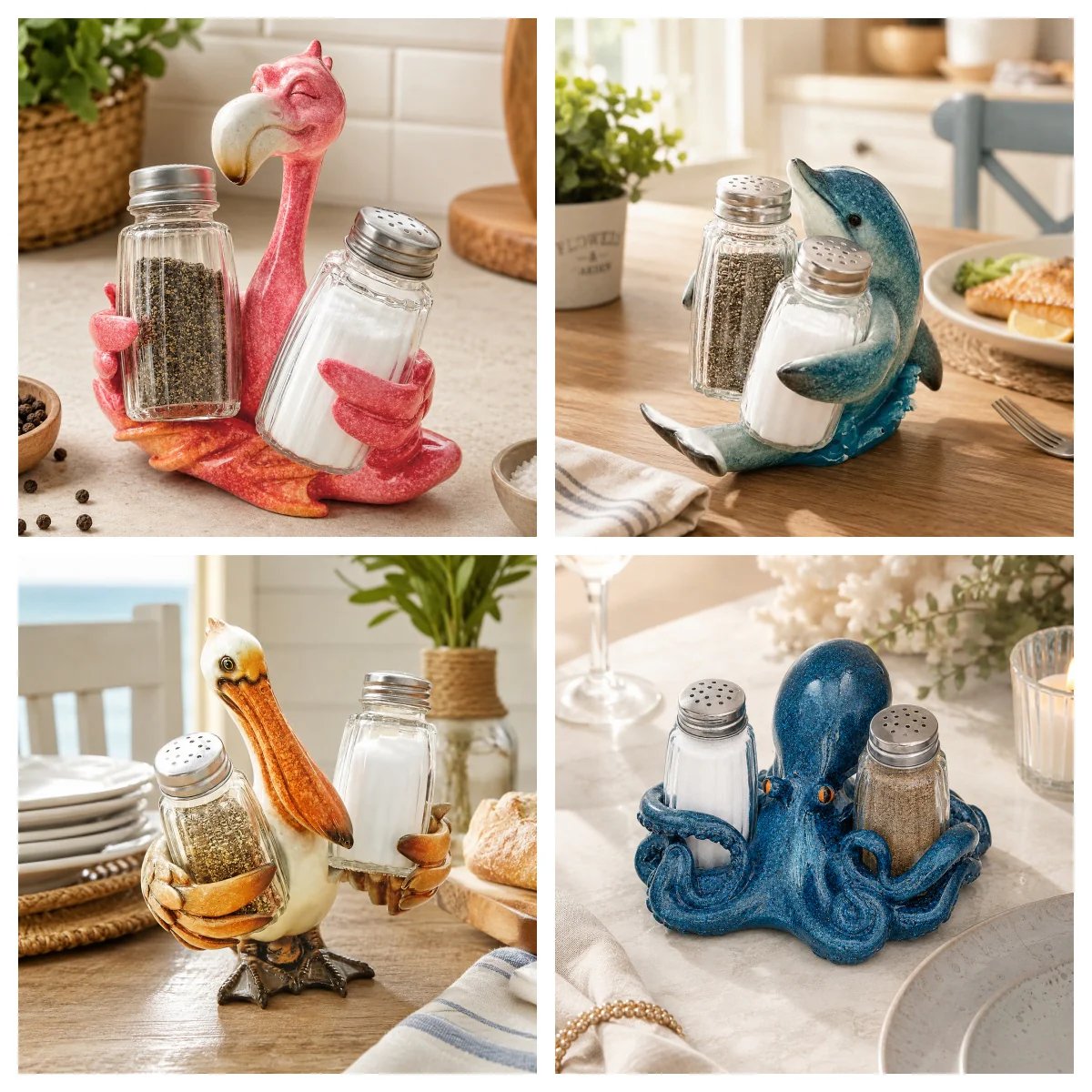 ⚡Hot Sales 49% OFF🔥Coastal Animal Salt & Pepper Shaker Holder Set