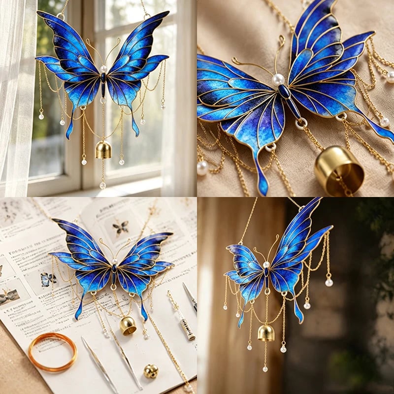 🔥HOT SALE 50% OFF - 🦋DIY Filigree Cloisonne Enamel Butterfly Wind Chime Craft Kit