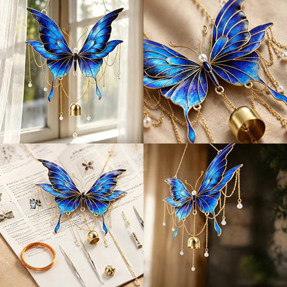 🔥HOT SALE 50% OFF - 🦋DIY Filigree Cloisonne Enamel Butterfly Wind Chime Craft Kit