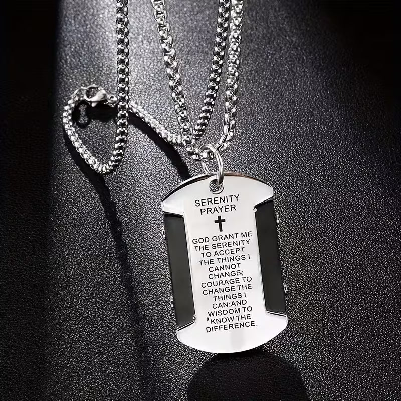 🔥2026 Hot Sale 60% OFF🔥Serenity Prayer Dog Tag Necklace – A Daily Reminder of Peace & Strength