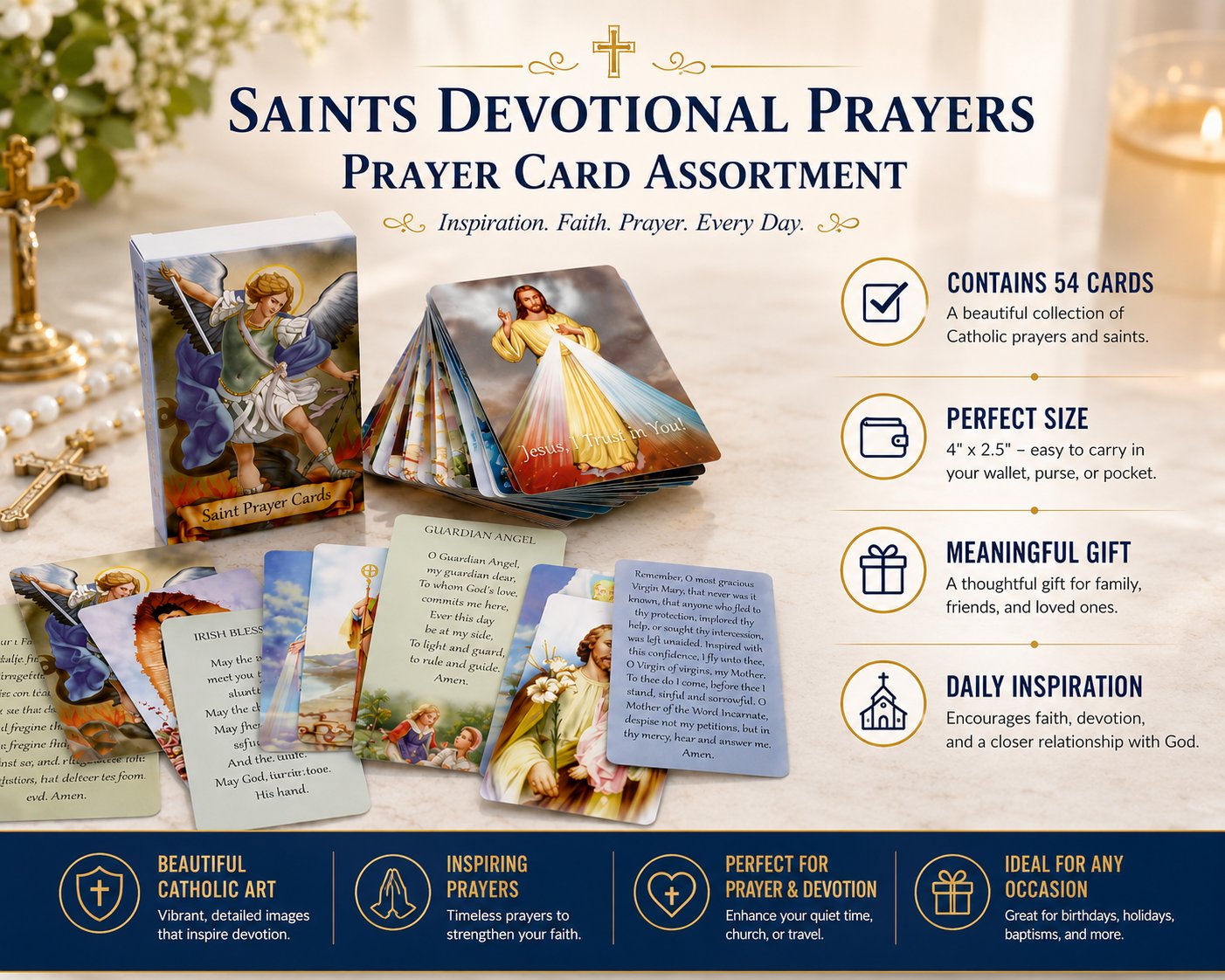 ✝️🎁Catholic Genuine Leather Holy Card Holder – Pocket Prayer Card Organizer with Snap Closure