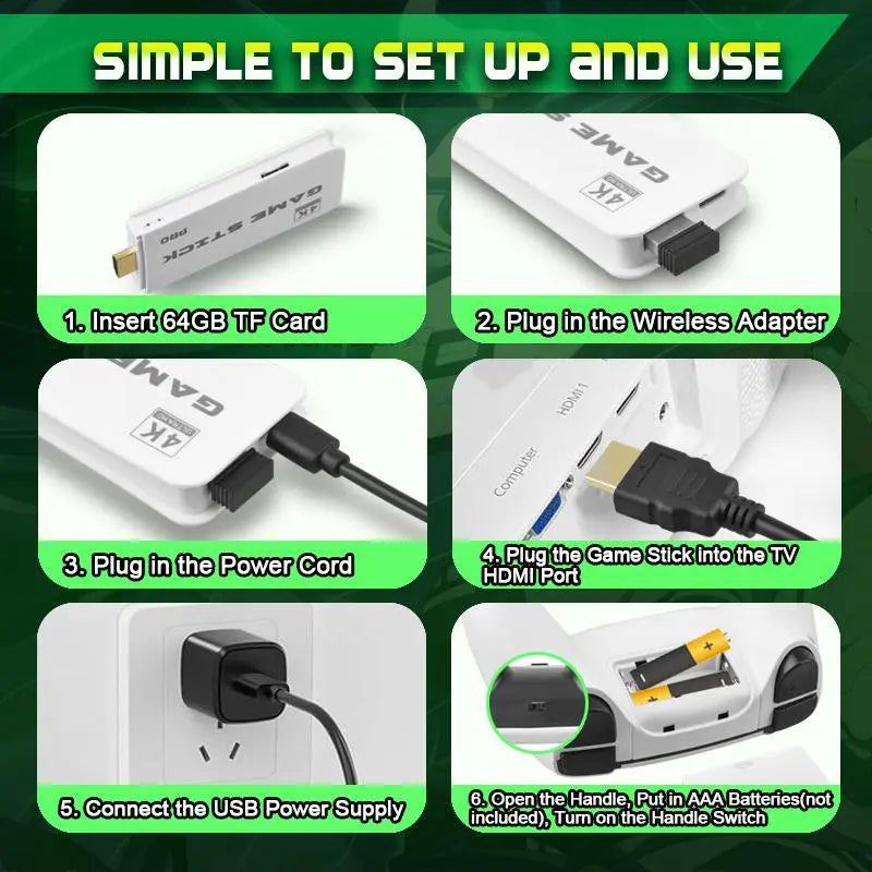 🎮2026 Upgraded Retro Game Stick, 4K HDMI, 40000+ Classic Games, 23 Emulators, Dual Controllers