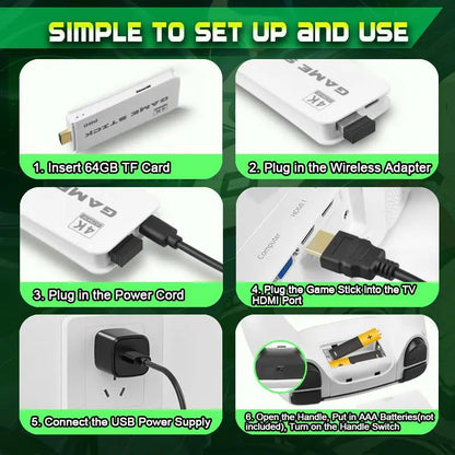 🎮2026 Upgraded Retro Game Stick, 4K HDMI, 40000+ Classic Games, 23 Emulators, Dual Controllers