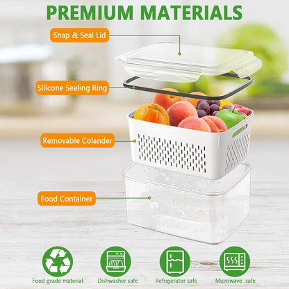 🍓 Refrigerator Food Storage Containers – Keep Fruits Fresh
