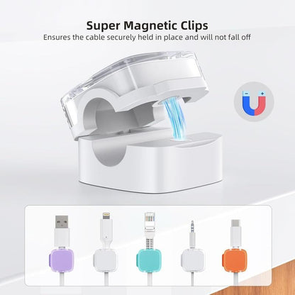 Magnetic Cord Organizer – 6 Pack Wall Mounted & Desktop Cable Holder, Simple Cable Management,Keep Cables in Place on Desk & Wall