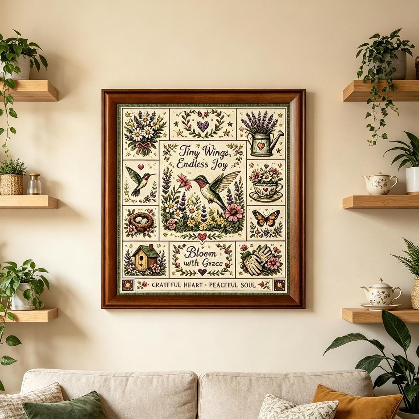 Hummingbird and Flower Cross Stitch