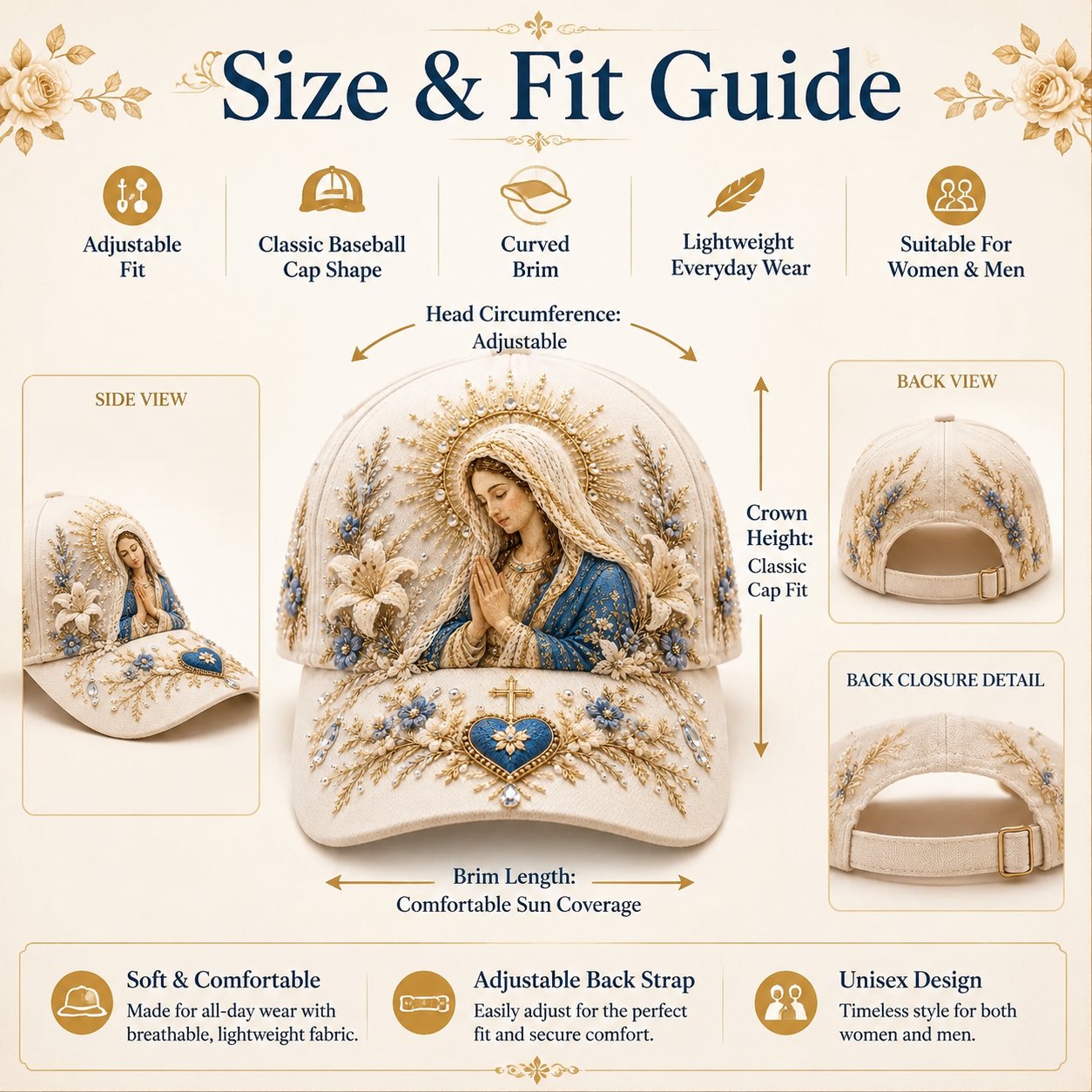🔥 HOT SALE 49% OFF - ❤️ Sacred Faith Embroidered Baseball Cap | 3D Raised Christian Design, Unisex Comfortable Adjustable Hat for Church, Outdoor Walks & Daily Wear ✝️✨