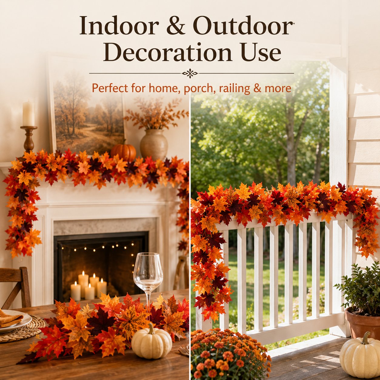 🍁 Artificial Maple Leaf Garland – Fall Autumn Decoration Vine