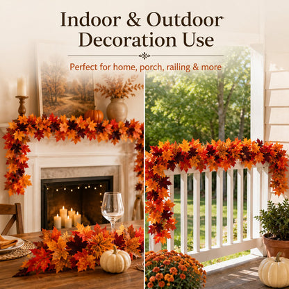 🍁 Artificial Maple Leaf Garland – Fall Autumn Decoration Vine