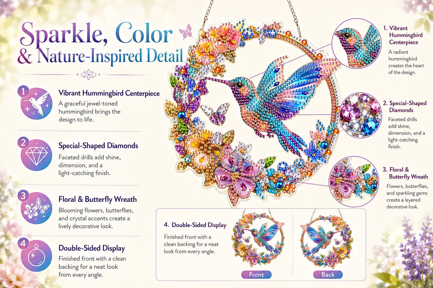 💥LAST DAY 49% OFF - Hummingbird Diamond Art Hanging Ornament Kit