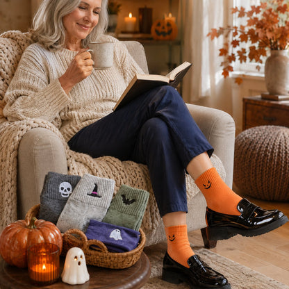 🎃 Viral Halloween Embroidered Crew Socks – Cute Spooky Knit Socks | 100% Cotton✨