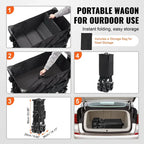 【Summerfinds】 DeckWagon Foldable Double Decker Wagon Collapsible Wagon Cart with All-Terrain WheelsHeavy Duty Folding Wagon Cart for CampingShoppingGarden52" Extra Long Extender