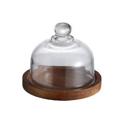 🍰 Mini Glass Dessert Dome with Wooden Base