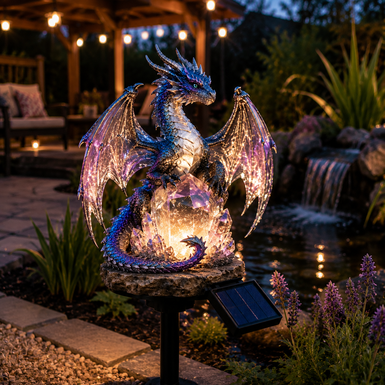 Solar Dragon Crystal Garden Light – Glowing Fantasy Outdoor Yard Decor with Solar Panel