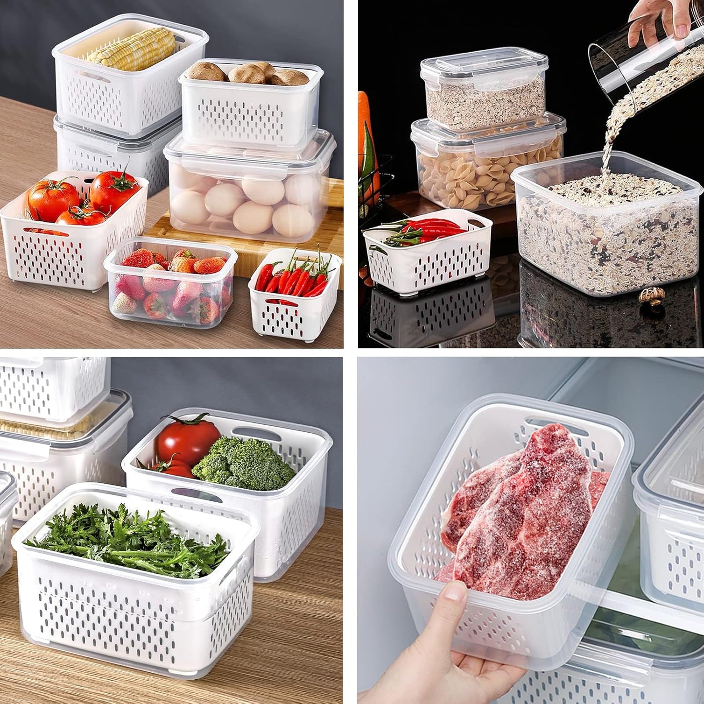 🍓 Refrigerator Food Storage Containers – Keep Fruits Fresh