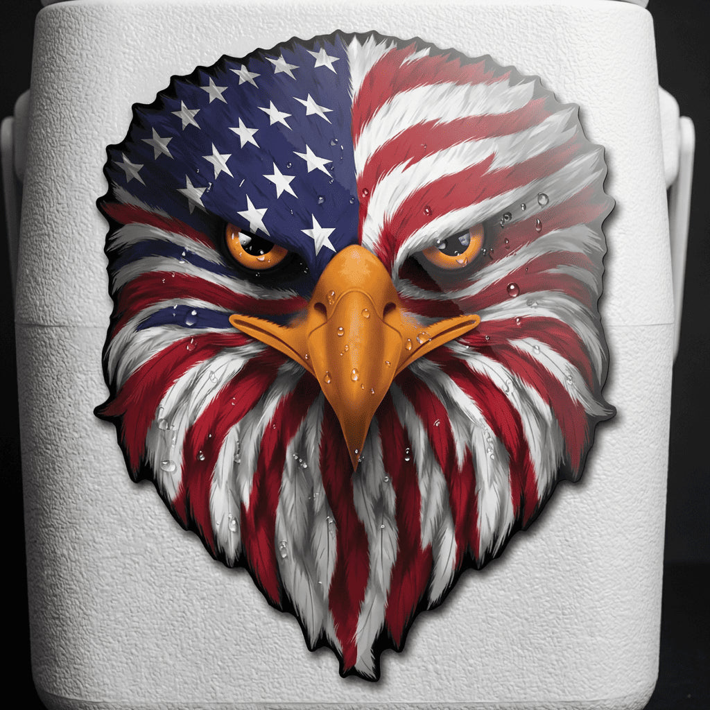 Reflective Eyes Eagle Decal🦅 – Patriotic USA Flag Vinyl Sticker for Trucks