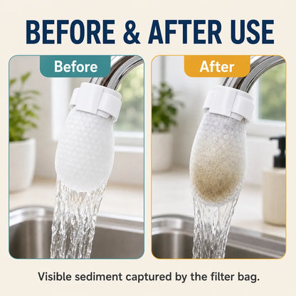 🔥Flash Sale 60% OFF🔥50PCS Disposable Cotton Faucet Filter Bags- Splash-Reducing Sediment Filter Socks for Kitchen & Bathroom