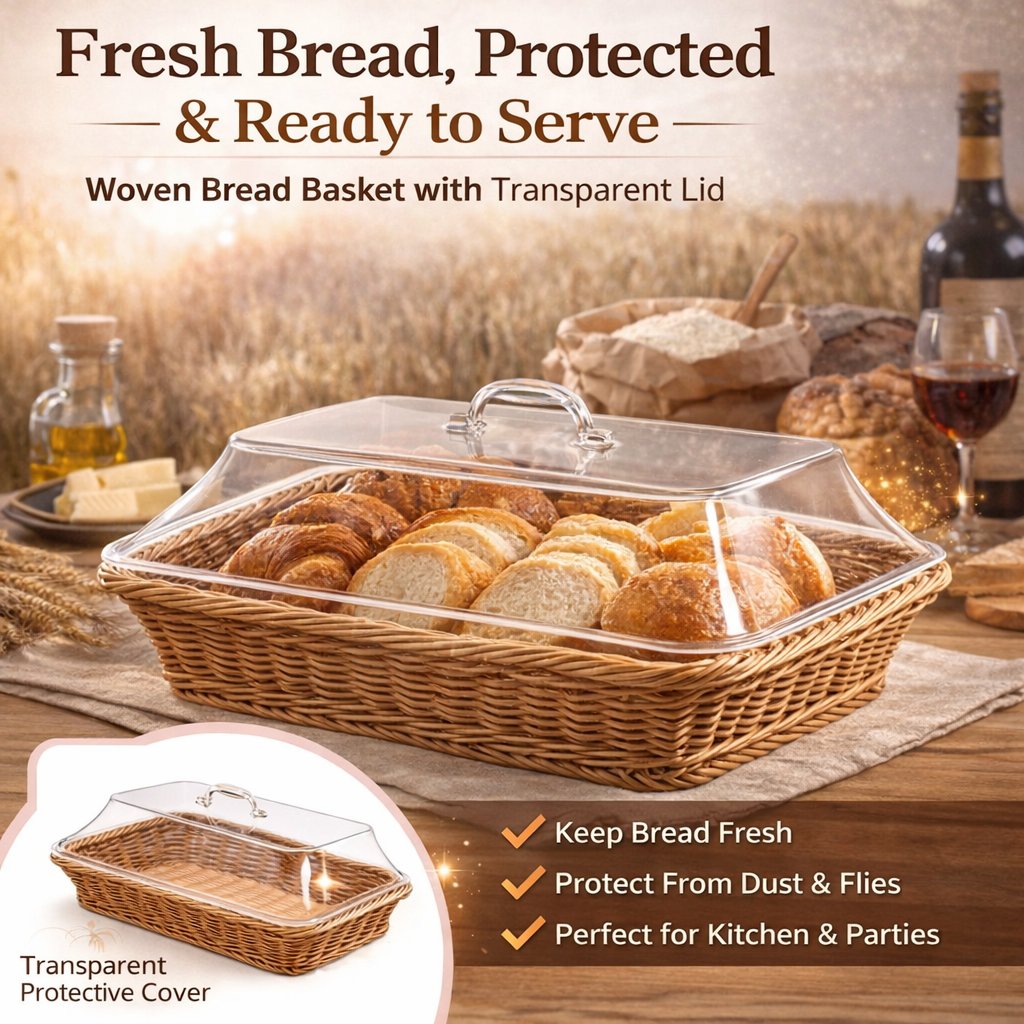 Woven Serving Basket with Clear Acrylic Cover 🧺✨