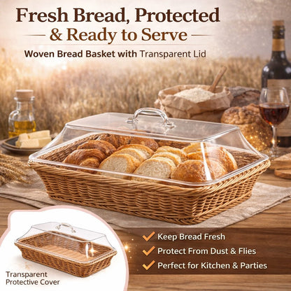 Woven Serving Basket with Clear Acrylic Cover 🧺✨