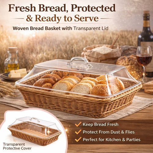Woven Serving Basket with Clear Acrylic Cover 🧺✨