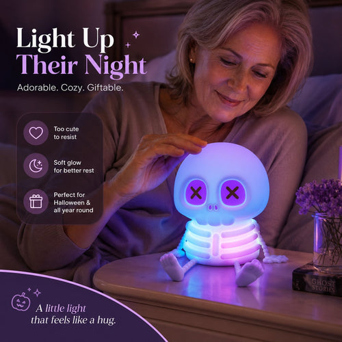 💀HOT SALE 50% OFF🔥Charming Silicone Skeleton Color Changing Bedside Night Light🔥