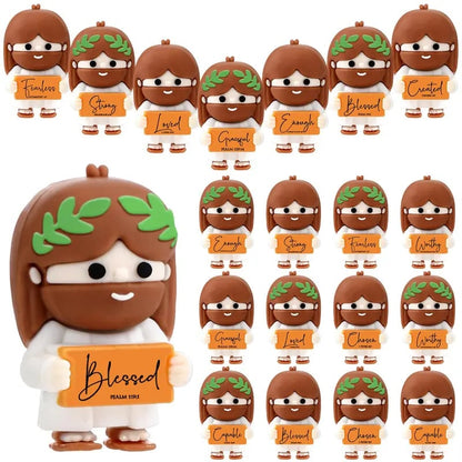 ✝️Cute Mini Jesus Figurines with Bible Verses | Inspirational Christian Desk Decor & Party Favors🌸