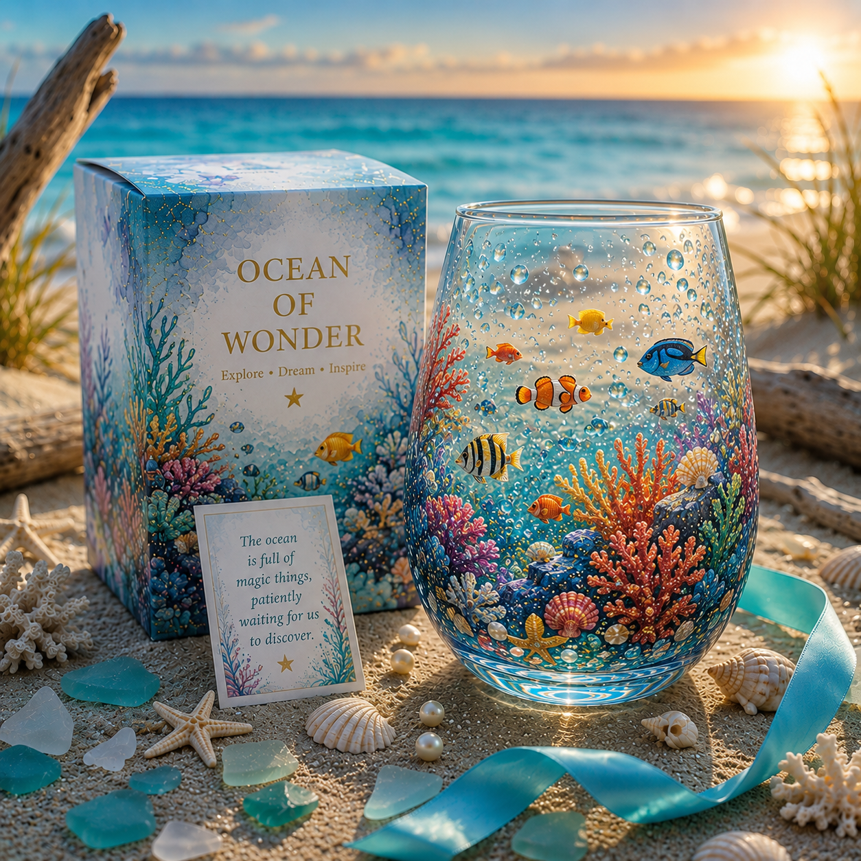 🌿🌊Ocean Wonder Glass Cup Collection — Handcrafted Glassware✨