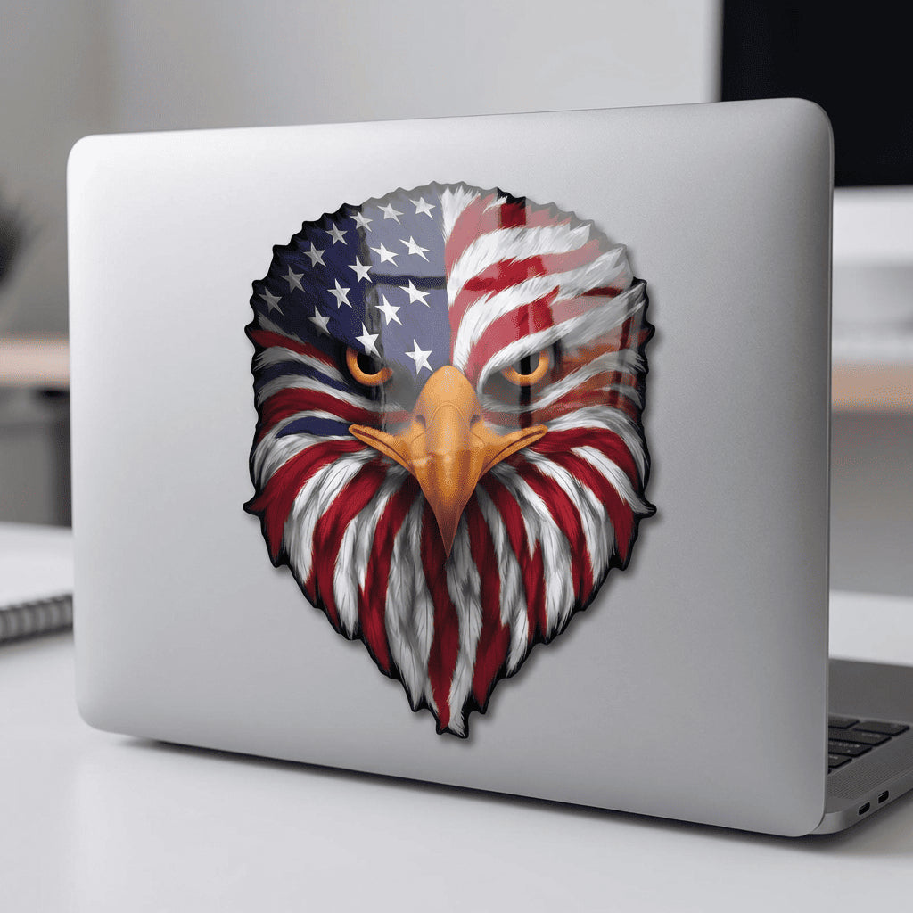 Reflective Eyes Eagle Decal🦅 – Patriotic USA Flag Vinyl Sticker for Trucks