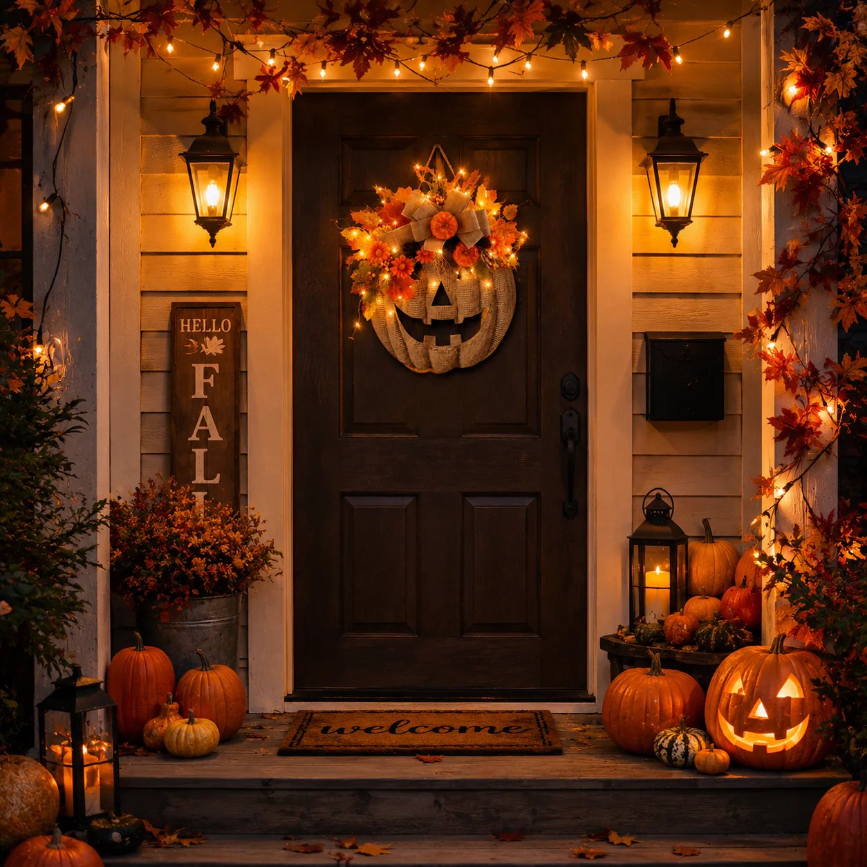 ⚡Hot Sales 49% OFF🎃✨ Lighted Burlap Pumpkin Wreath