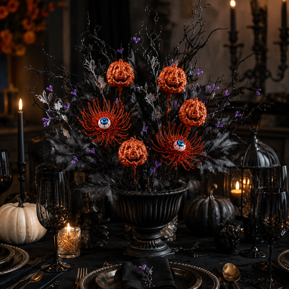 👻Halloween Eyeball Pumpkin Branch Ornaments, Creative Gothic Floral Decorations