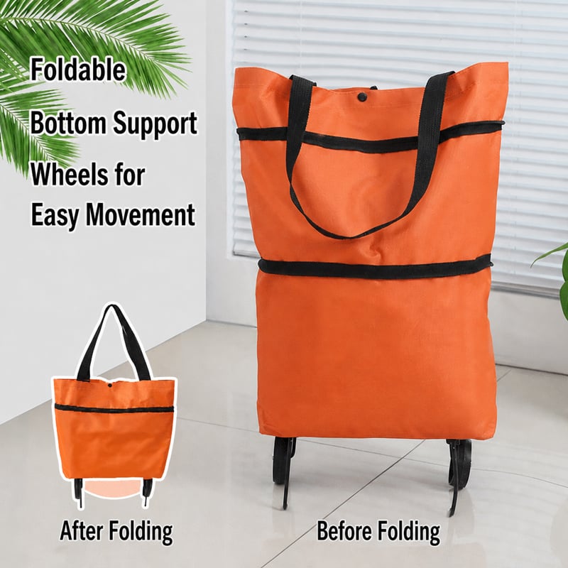 🛒2-in-1 Foldable Shopping Trolley – Sturdy Shopping Bag on Wheels for Supermarket, Market & Travel
