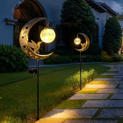 🌙✨Hummingbird Moon Solar Garden Stake Light