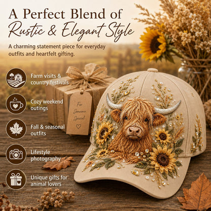 🔥LAST DAY 50% OFF - 🦬3D Highland Cow Embroidery Cap🧢(Breathable & Lightweight Comfort & Unisex Fit)