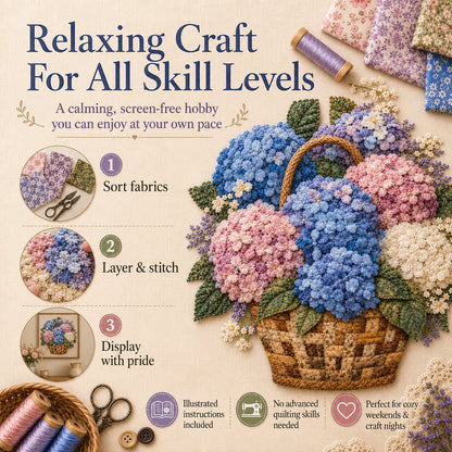 🔥HOT SALE 50% OFF - 🌸Floral Basket Patchwork DIY Kit | 3D Layered Fabric Flower Art Craft for Home Decor & Gifts