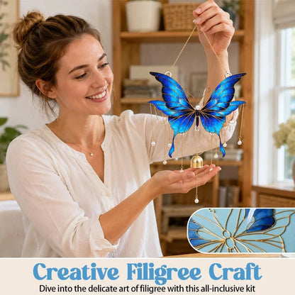 🔥HOT SALE 50% OFF - 🦋DIY Filigree Cloisonne Enamel Butterfly Wind Chime Craft Kit