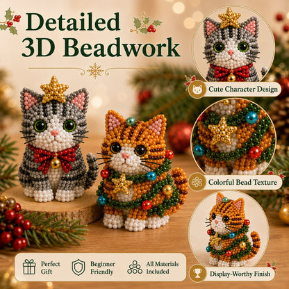 🔥🎁Create Your Own 3D Beaded Christmas Cats | Beginner-Friendly DIY Kit🎁