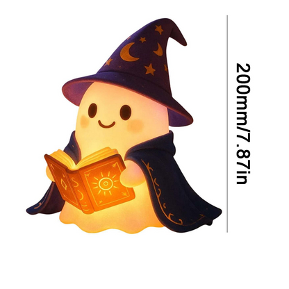 👻Wizard Reading Ghost LED Night Light Resin Cute Desk Lamp Portable Hallowee