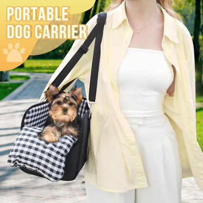 Center Console Dog Car Seat for Small Dogs & Cats with Safety Leash & Cushion