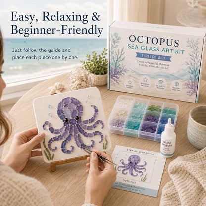 🌊 DIY Sea Glass Mosaic Art Kit – Create Beautiful Ocean-Inspired Artwork with Colorful Glass Pieces, Coastal Home Decor & Creative Handmade Gift