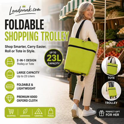 🛒 2-in-1 Foldable Rolling Shopping Cart – 49% OFF, 23L Capacity & Easy on Your Hands