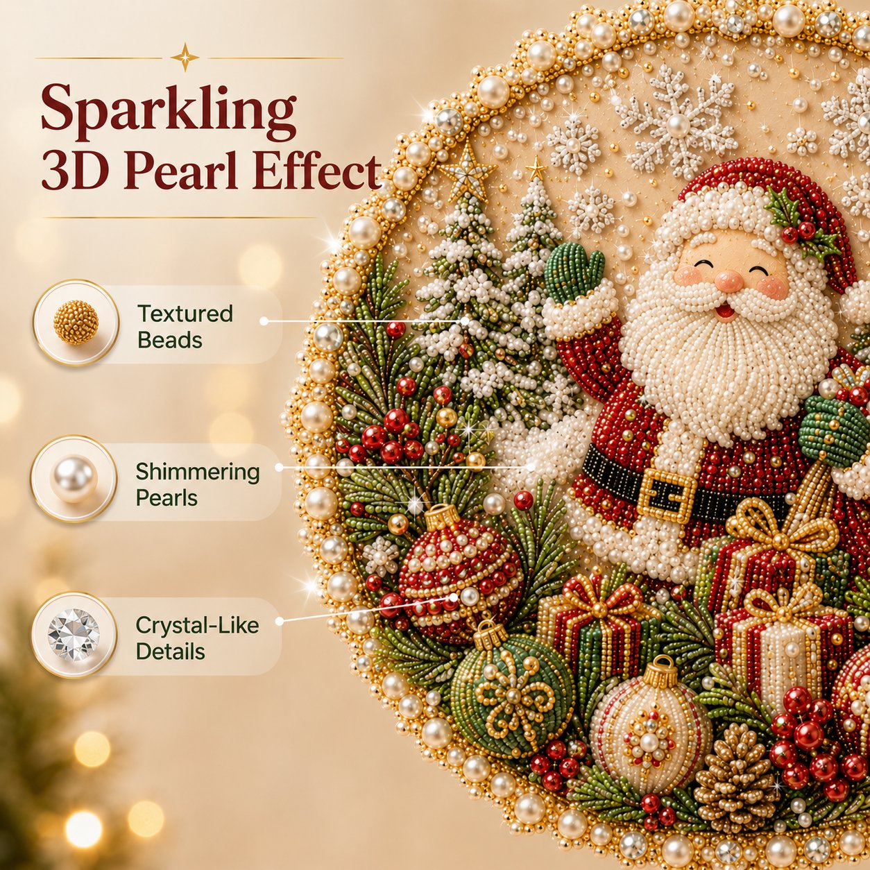 ✨ Four Seasons & Holiday Pearl Art Hanging Wreath Kit | Luxury Flocked Canvas with Scratch-Resistant Non-Fading Pearl Beads DIY Handmade Seasonal Decor 💎