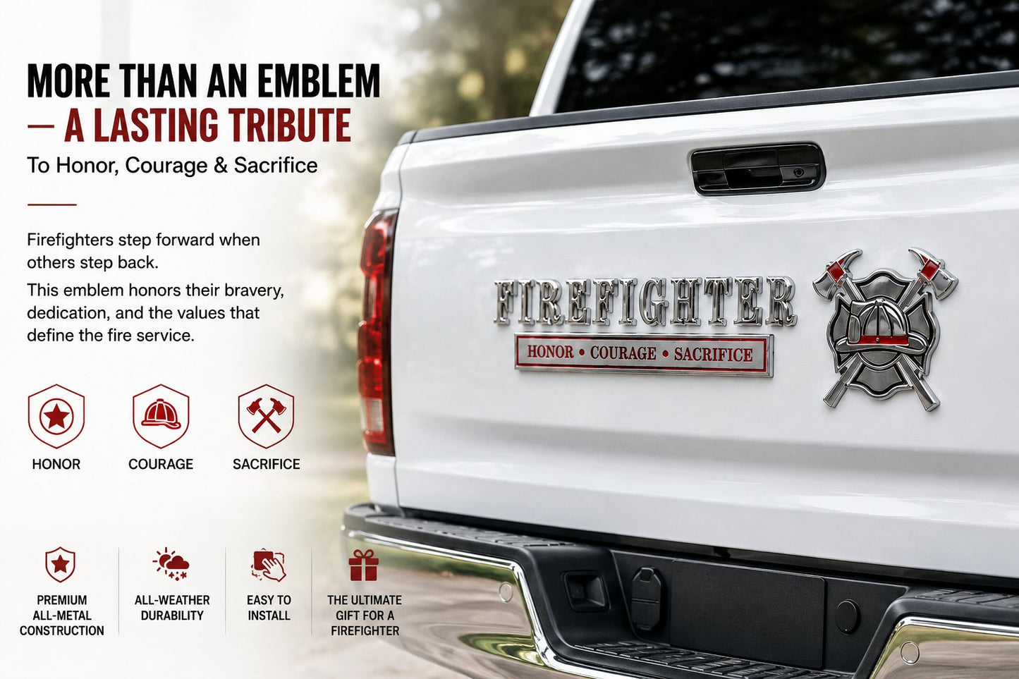 🔥Father's Day 50% OFF - 🚒 Firefighter Honor Courage Sacrifice Car Emblem Metal Badge