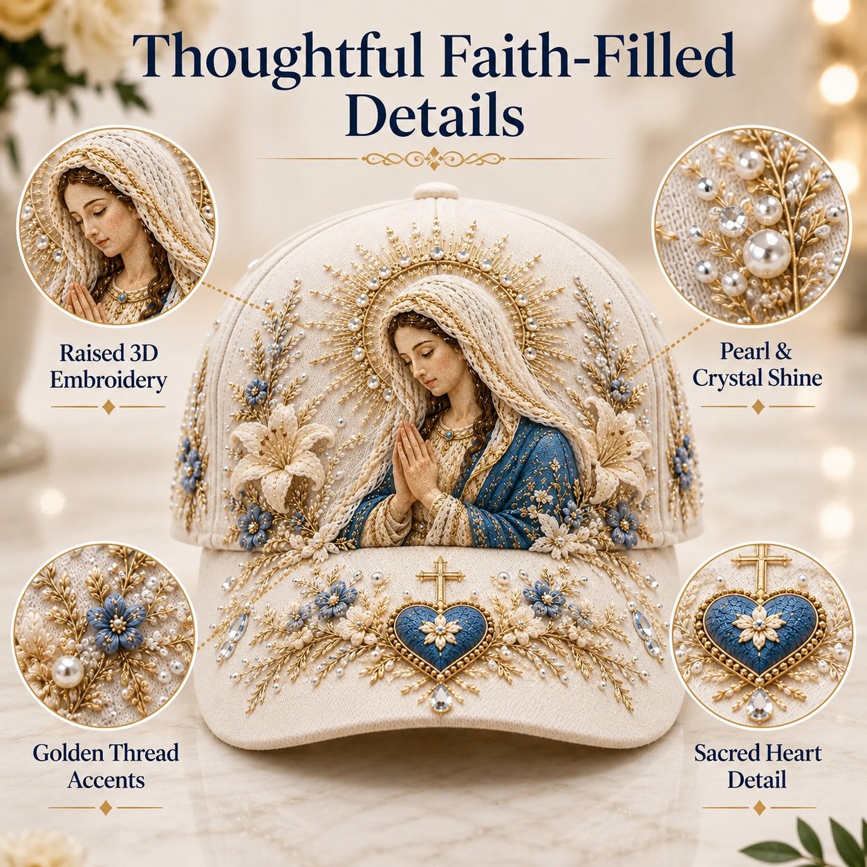 🔥 HOT SALE 49% OFF - ❤️ Sacred Faith Embroidered Baseball Cap | 3D Raised Christian Design, Unisex Comfortable Adjustable Hat for Church, Outdoor Walks & Daily Wear ✝️✨