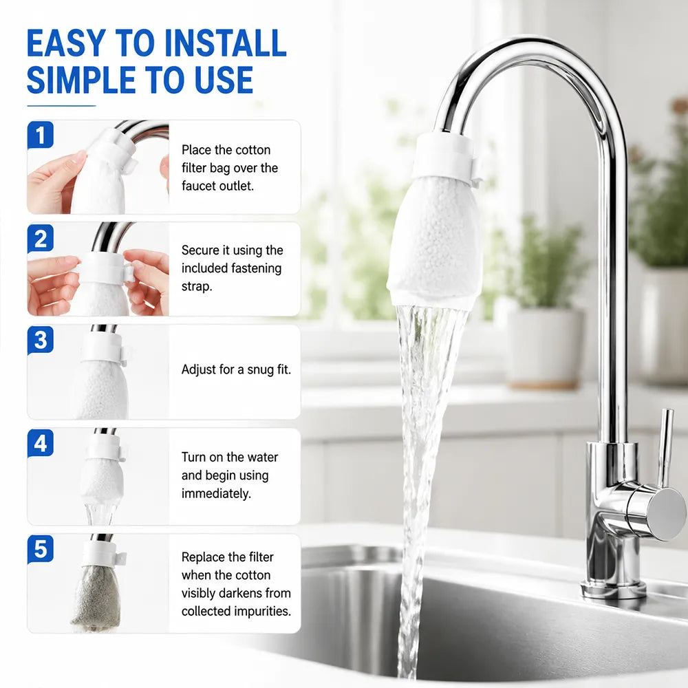 Faucet Filter Cotton Bags - Universal, 100 PCS Splash-Proof Faucet Filter 🌟Set