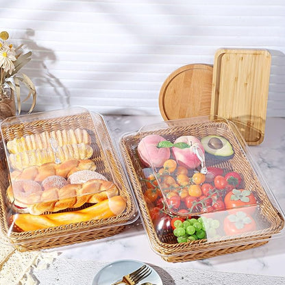 Woven Serving Basket with Clear Acrylic Cover 🧺✨