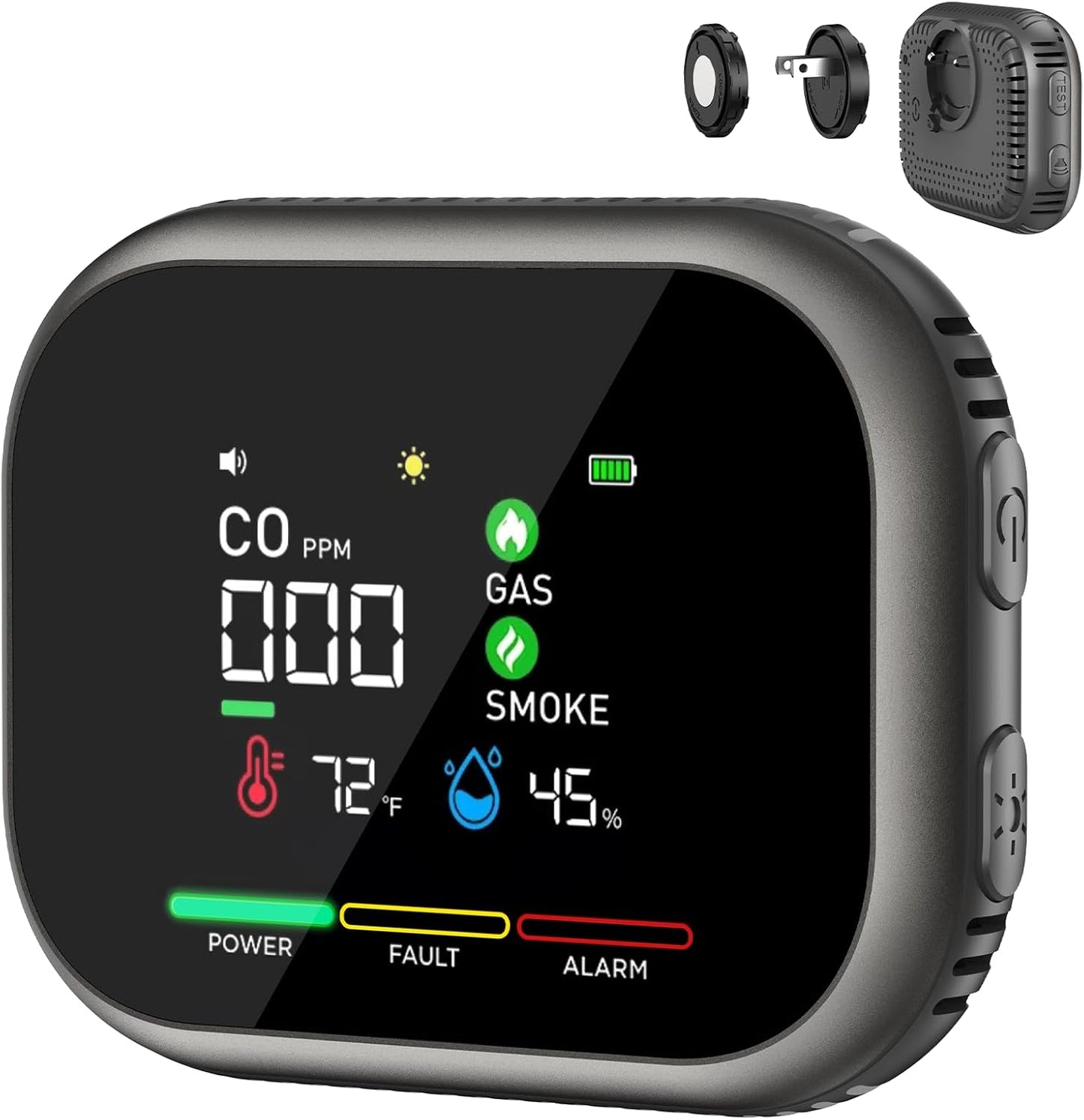 🚨 Smart 6-in-1 Gas Detector – CO Smoke & Gas Leak Alarm With LCD Display