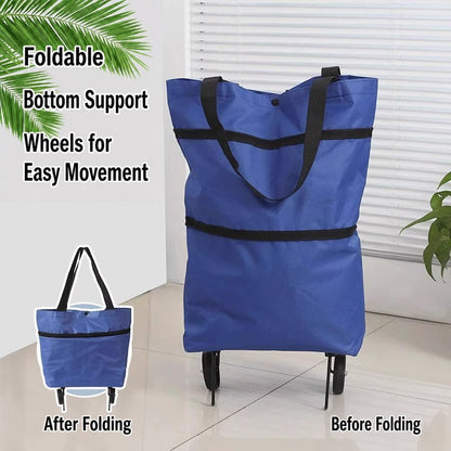 🛒2-in-1 Foldable Shopping Trolley – Sturdy Shopping Bag on Wheels for Supermarket, Market & Travel