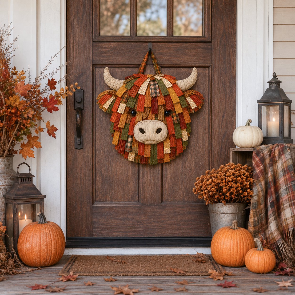 Autumn Highland Cow Pumpkin 3D Fabric Diy Kit