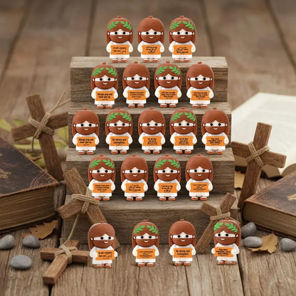 ✝️Cute Mini Jesus Figurines with Bible Verses | Inspirational Christian Desk Decor & Party Favors🌸